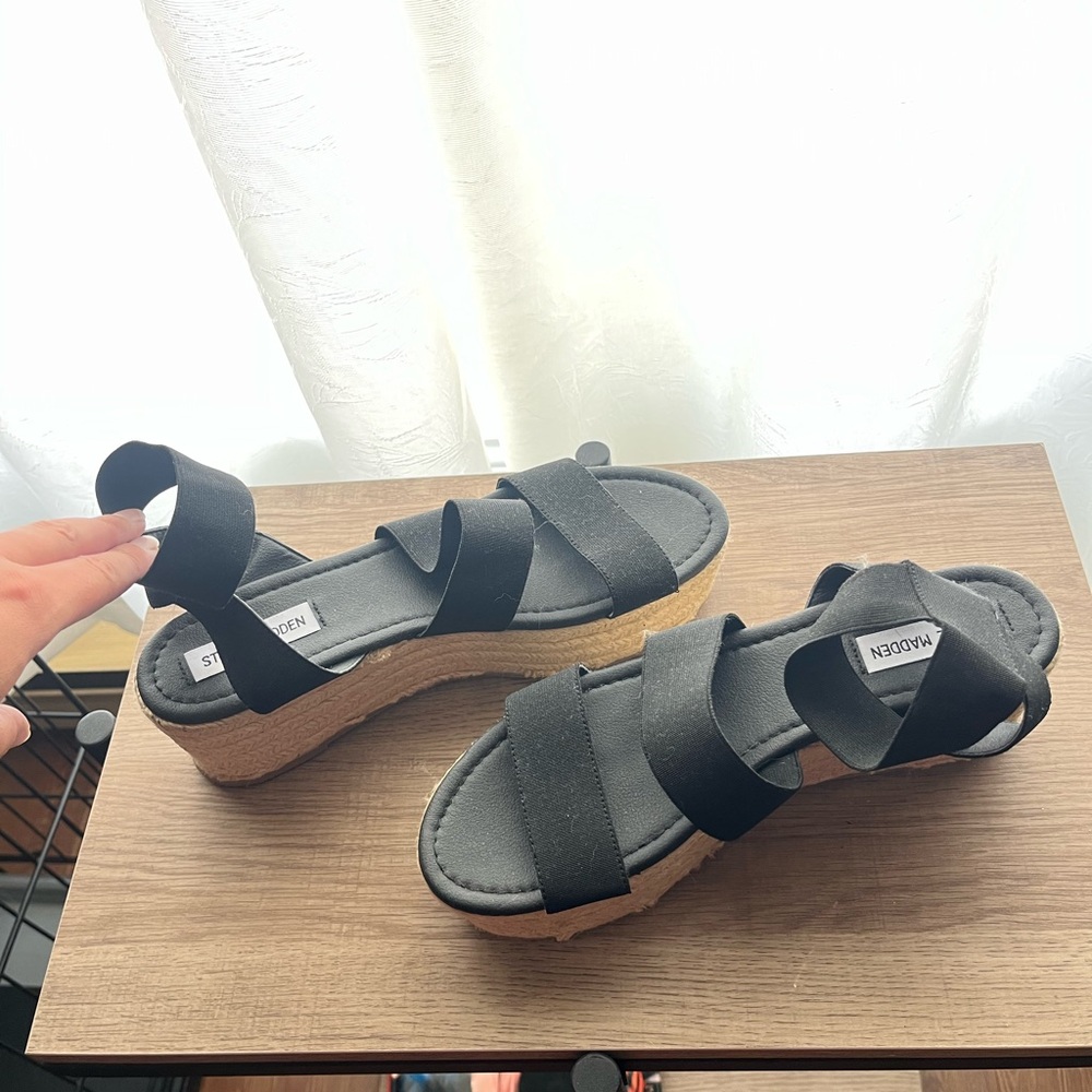 Steve Madden Black Espadrille Sandals